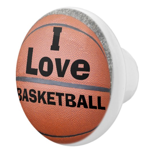 Ik hou van basketbal Keramische knop (Rechts)