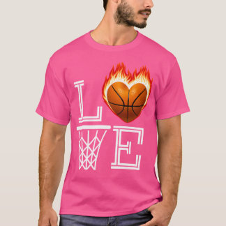 Ik hou van basketbal liefhebber cadeau voor vrouwe t-shirt