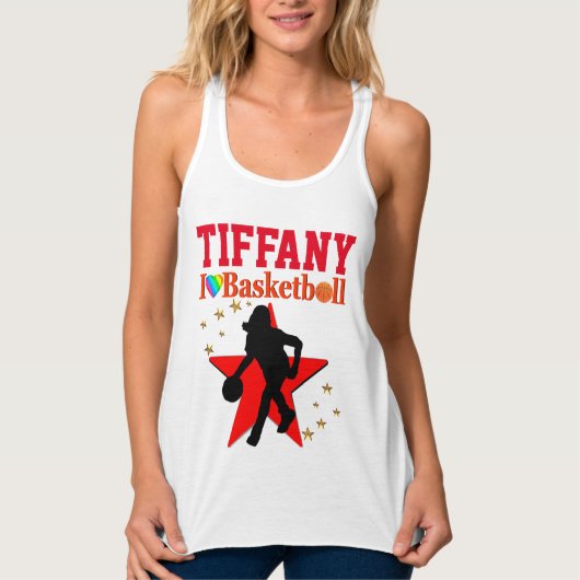 IK HOU VAN BASKETBAL RODE GEPERSONALISEERDE TANKTO TANKTOP (Voorkant)