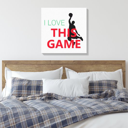Ik hou van basketbal spel canvas afdruk (Insitu (Slaapkamer))