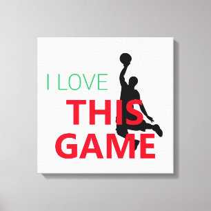 Ik hou van basketbal spel canvas afdruk