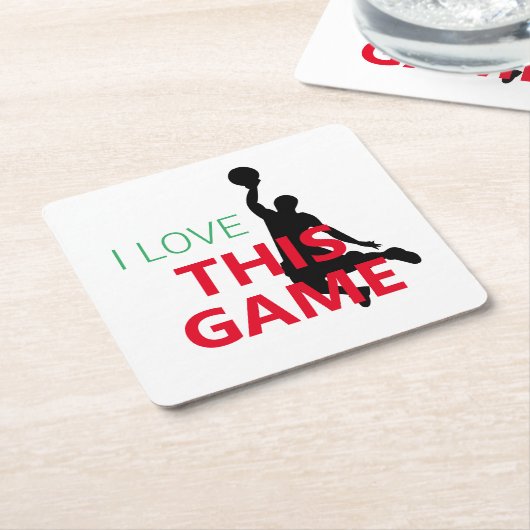 Ik hou van basketbal spel kartonnen onderzetters (Schuin)