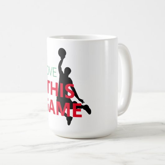Ik hou van basketbal spel koffiemok (Voorkant rechts)