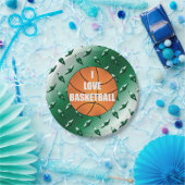 Ik hou van basketbalgroen diamantstaal bord (Feest)