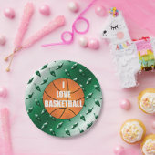 Ik hou van basketbalgroen diamantstaal bord (Feest)