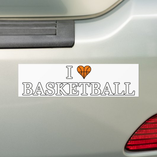 Ik hou van Basketball Bumpersticker (Op auto)