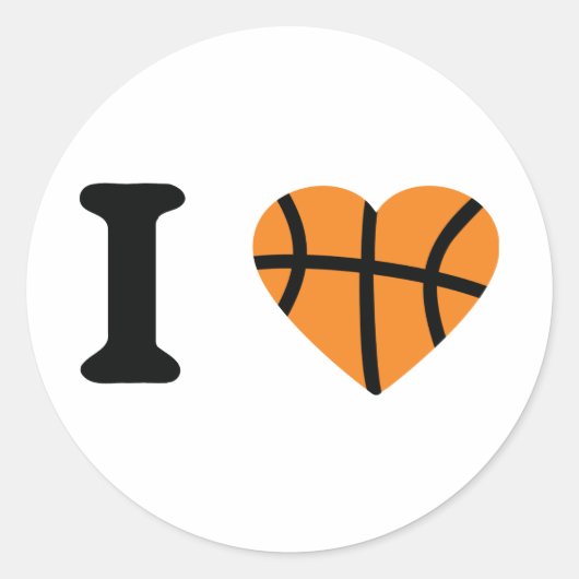 Ik hou van Basketball Heart Ronde Sticker (Voorkant)