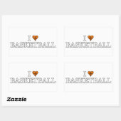 Ik hou van Basketball Rechthoekige Sticker (Vel)