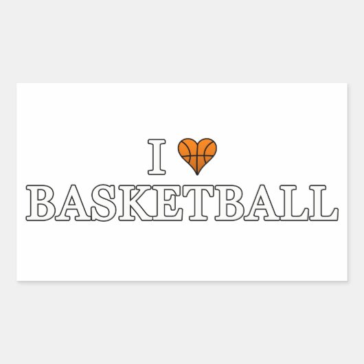 Ik hou van Basketball Rechthoekige Sticker (Voorkant)