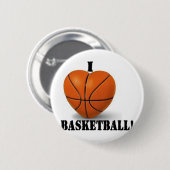 Ik hou van Basketball Ronde Button 5,7 Cm (Voorkant /achterkant)