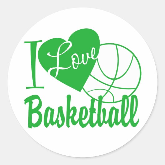 Ik hou van Basketball Ronde Sticker (Voorkant)
