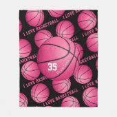 Ik hou van basketbalmeisjes roze basketballen fleece deken (Voorkant)