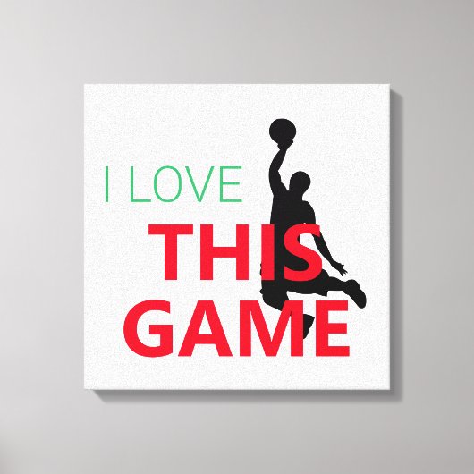 Ik hou van basketbalwedstrijd canvas afdruk (Voorkant)
