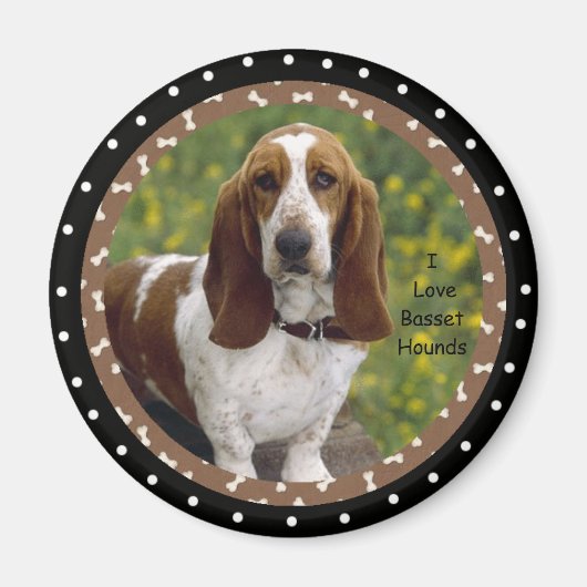 Ik hou van Basset Hound Dogs Magneet (Voorkant)