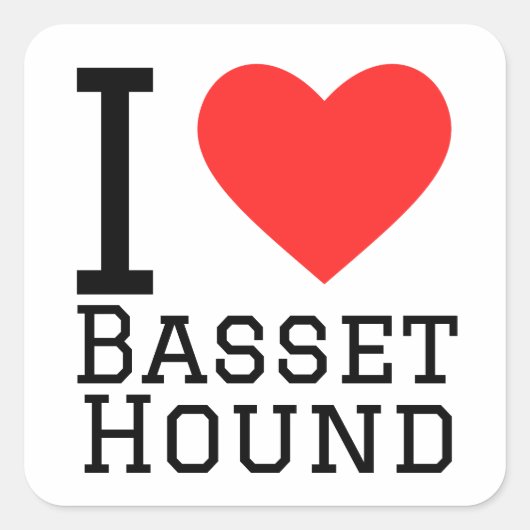 Ik hou van basset hound vierkante sticker (Voorkant)