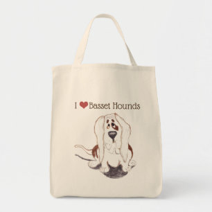 Ik hou van Basset Hounds kruidenierstas Tote Bag