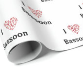 Ik hou van Bassoon Rood Hart van Muzieknoten Cadeaupapier (Rol Hoek)
