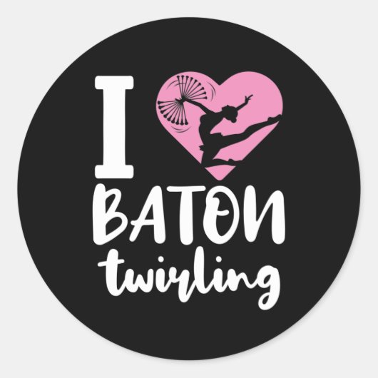 Ik hou van Baton Twirling Cute Twirler Ronde Sticker (Voorkant)