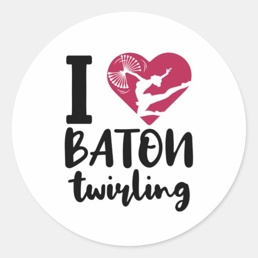 Ik hou van Baton Twirling Ronde Sticker (Voorkant)