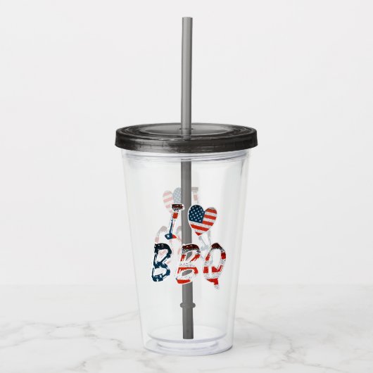 Ik hou van BBQ, Amerikaans patriottisch Acryl Drinkbeker (Voorkant)