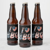 Ik hou van BBQ, Amerikaans patriottisch Bier Etiket (Flessen)