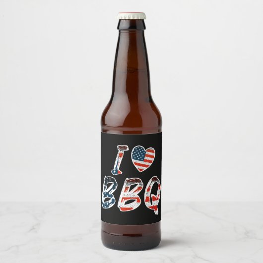 Ik hou van BBQ, Amerikaans patriottisch Bier Etiket (Voorkant)