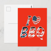 Ik hou van BBQ, Amerikaans patriottisch Briefkaart (Voorkant / Achterkant)