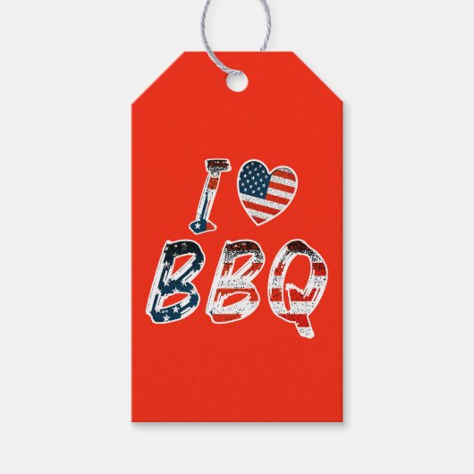 Ik hou van BBQ, Amerikaans patriottisch Cadeaulabel (Voorkant)