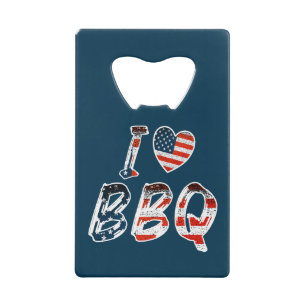 Ik hou van bbq, Amerikaans patriottisch Creditkaart Flessenopener