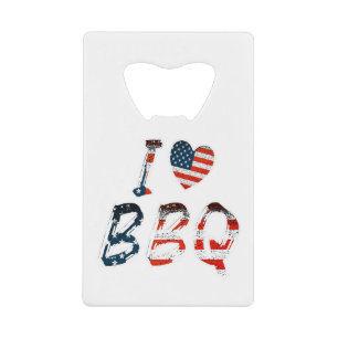 Ik hou van bbq, Amerikaans patriottisch Creditkaart Flessenopener