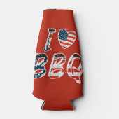 Ik hou van bbq, Amerikaans patriottisch Flesjeskoeler (Voorkant)