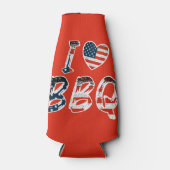 Ik hou van bbq, Amerikaans patriottisch Flesjeskoeler (Voorkant)