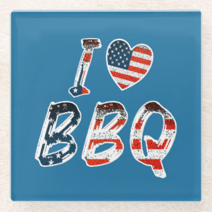 Ik hou van bbq, Amerikaans patriottisch Glazen Onderzetter