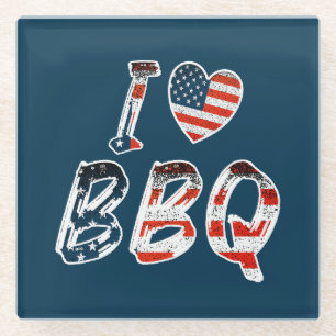 Ik hou van bbq, Amerikaans patriottisch Glazen Onderzetter