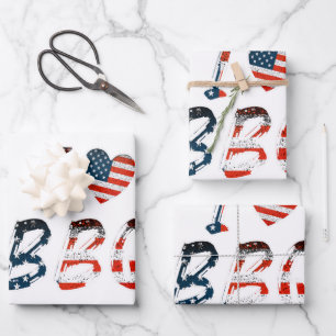 Ik hou van BBQ, Amerikaans patriottisch Inpakpapier Vel