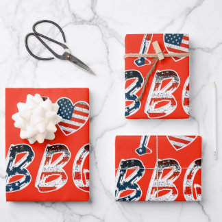 Ik hou van BBQ, Amerikaans patriottisch Inpakpapier Vel