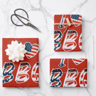 Ik hou van BBQ, Amerikaans patriottisch Inpakpapier Vel