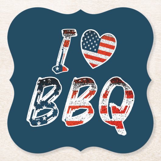 Ik hou van bbq, Amerikaans patriottisch Kartonnen Onderzetters (Voorkant)