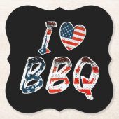 Ik hou van bbq, Amerikaans patriottisch Kartonnen Onderzetters (Voorkant)