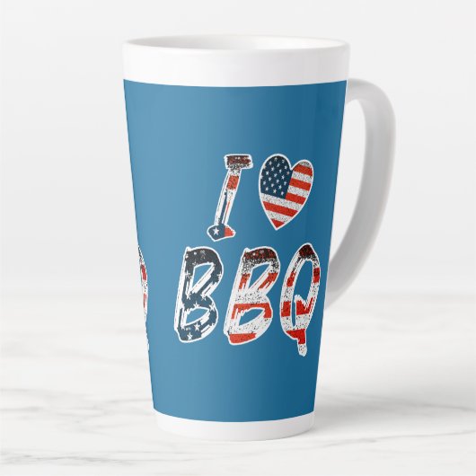 Ik hou van BBQ, Amerikaans patriottisch Latte Mok (Rechterhoek)