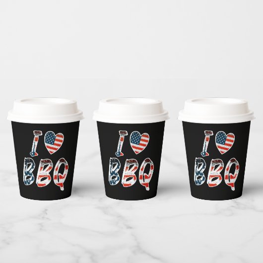 Ik hou van BBQ, Amerikaans patriottisch Papieren Bekers (Multi)