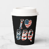 Ik hou van BBQ, Amerikaans patriottisch Papieren Bekers (Achterkant)