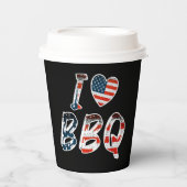 Ik hou van BBQ, Amerikaans patriottisch Papieren Bekers (Voorkant)