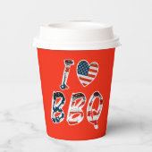 Ik hou van BBQ, Amerikaans patriottisch Papieren Bekers (Achterkant)