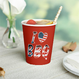 Ik hou van BBQ, Amerikaans patriottisch Papieren Bekers