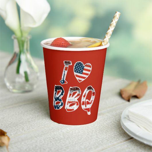 Ik hou van BBQ, Amerikaans patriottisch Papieren Bekers (Insitu)