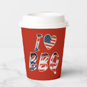 Ik hou van BBQ, Amerikaans patriottisch Papieren Bekers (Achterkant)