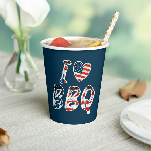 Ik hou van BBQ, Amerikaans patriottisch Papieren Bekers (Insitu)