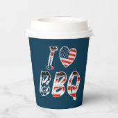 Ik hou van BBQ, Amerikaans patriottisch Papieren Bekers (Achterkant)