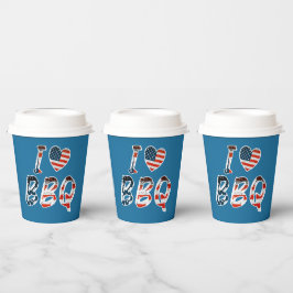 Ik hou van BBQ, Amerikaans patriottisch Papieren Bekers